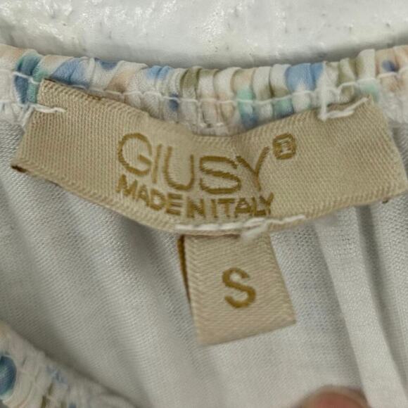 Giusy Women Silk 3/4 Sleeve Off Shoulder Blouse Top Fairy Romantic Blue Small - Picture 6 of 9